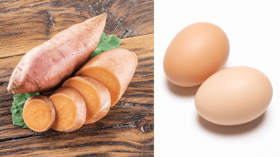 giảm cân với trứng luộc và khoai lang